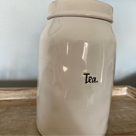 Rae Dunn Artisan Collection By Magenta TEA Canister Script Letters Dimples - Picture 4 of 9